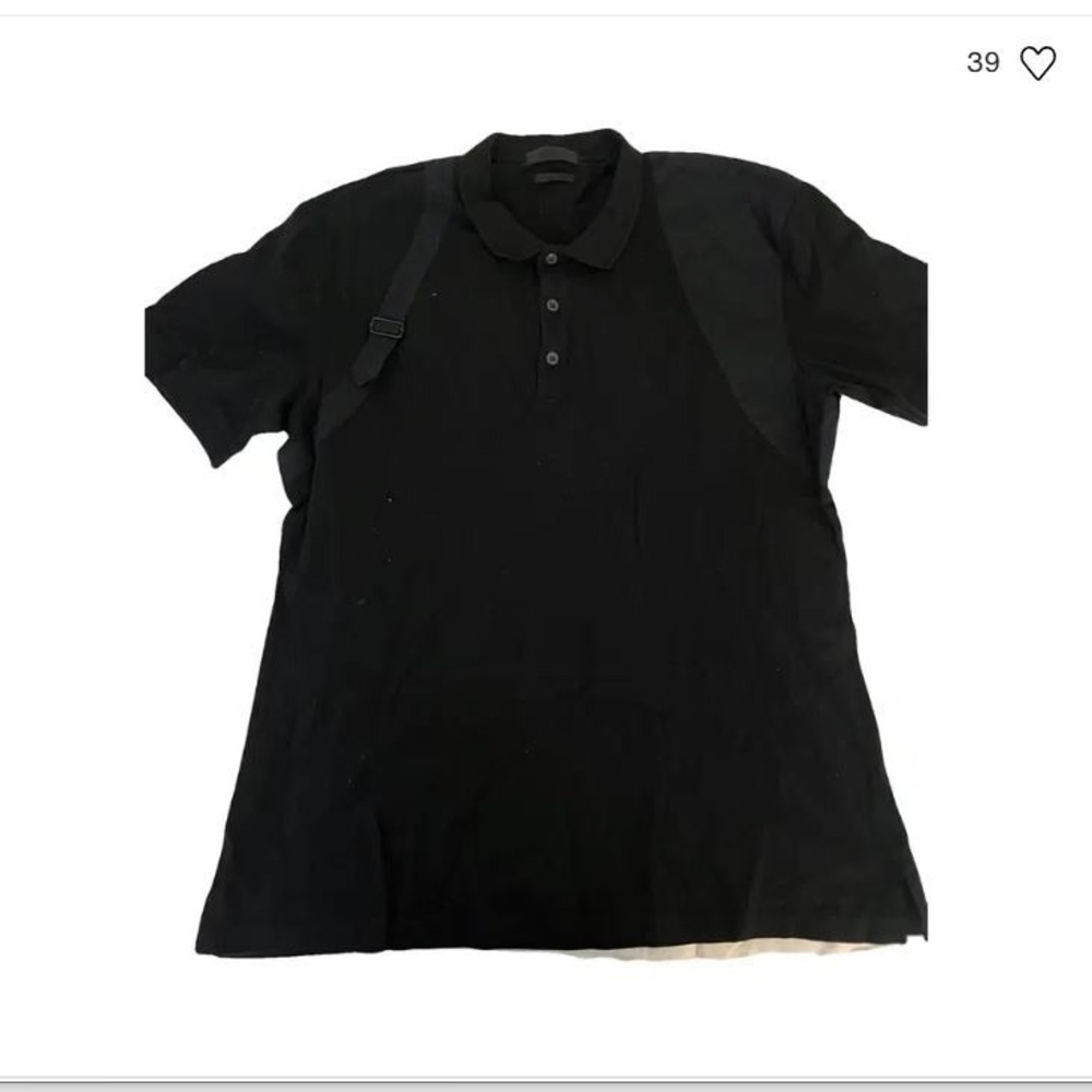 Alexander McQueen Mens Black Buckle Strap Short Sleeve Pique Polo Shirt